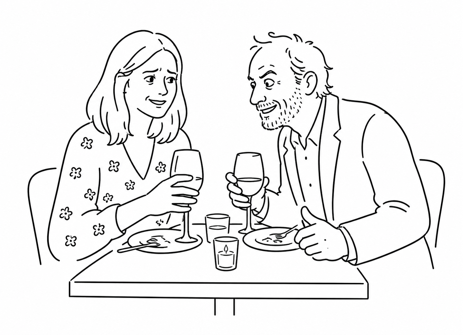 A woman realizing too late that the man across the table is not who he claimed to be, crossed out: this is what our vetting screens out