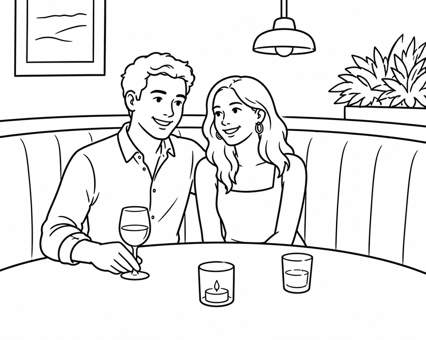 Illustration of a couple growing closer, both physically and emotionally.